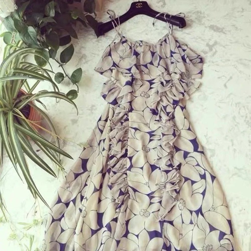 Korean style floral chiffon long dress Boho
